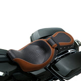 C.C. RIDER Touring Seat 2 Up Seat Low Profile Driver Passenger Seat Chrome Studded For Road Glide Street Glide Road King, 2009-2023