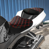 C.C. RIDER GSX-R1000 Front And Rear Seat Fit For SUZUKI GSXR1000 Red Lattice Stitch, 2007, 2008