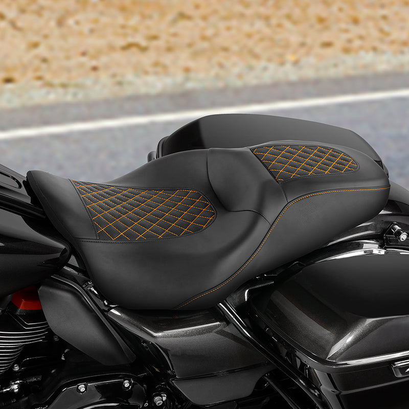 C.C. RIDER Touring Seat 2 up Seat Driver Passenger Seat For Harley Touring Street Glide Road Glide Electra Glide, 2008-2023
