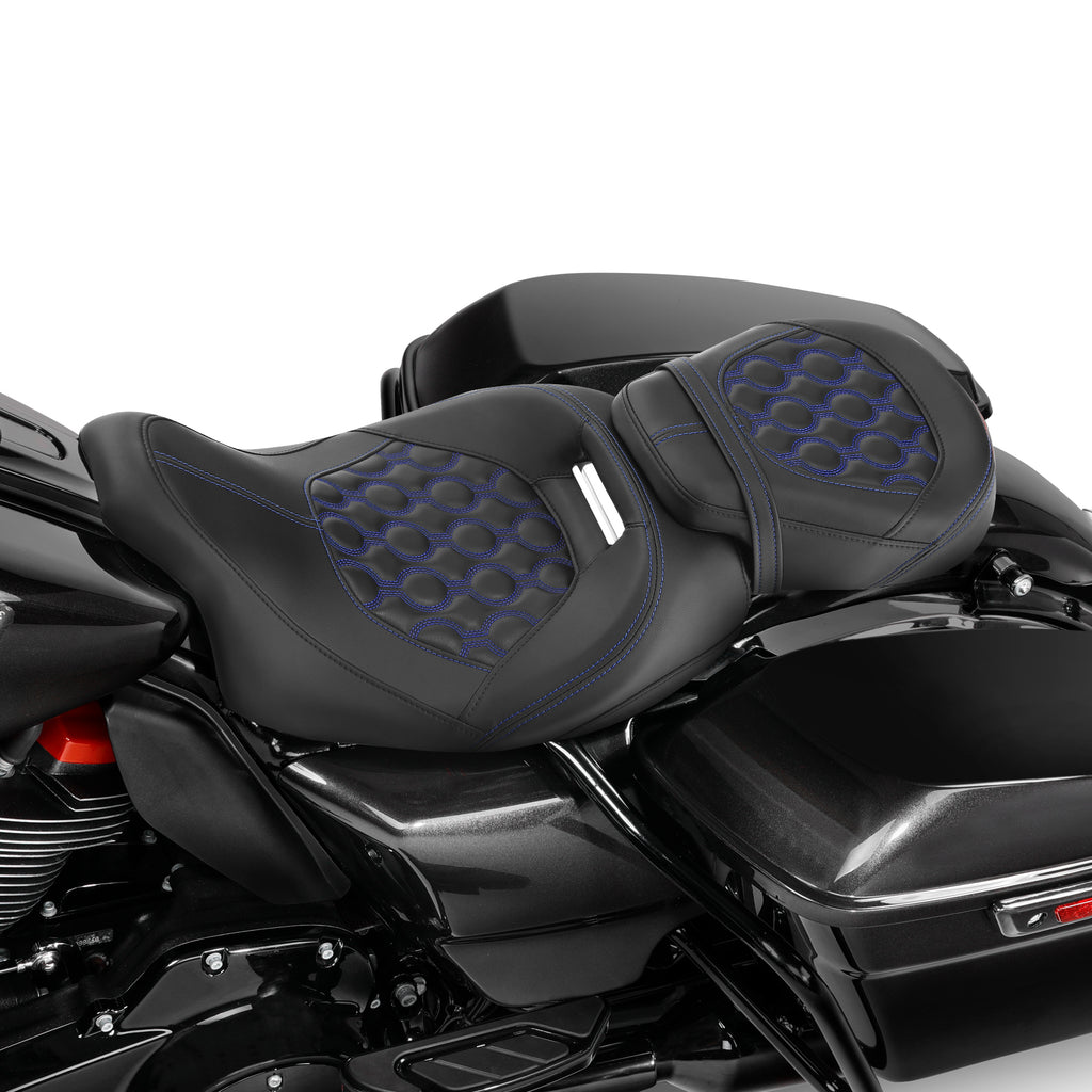 C.C. RIDER Touring Seat Two Piece 2 Up Seat Low Profile Driver Passenger Seat Custom For Road Glide Street Glide Road King, 2009-2023