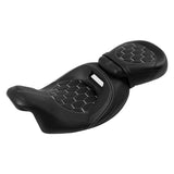 C.C. RIDER Touring Seat Two Piece 2 Up Seat Low Profile Driver Passenger Seat Rubicon For Road Glide Street Glide Road King, 2009-2023
