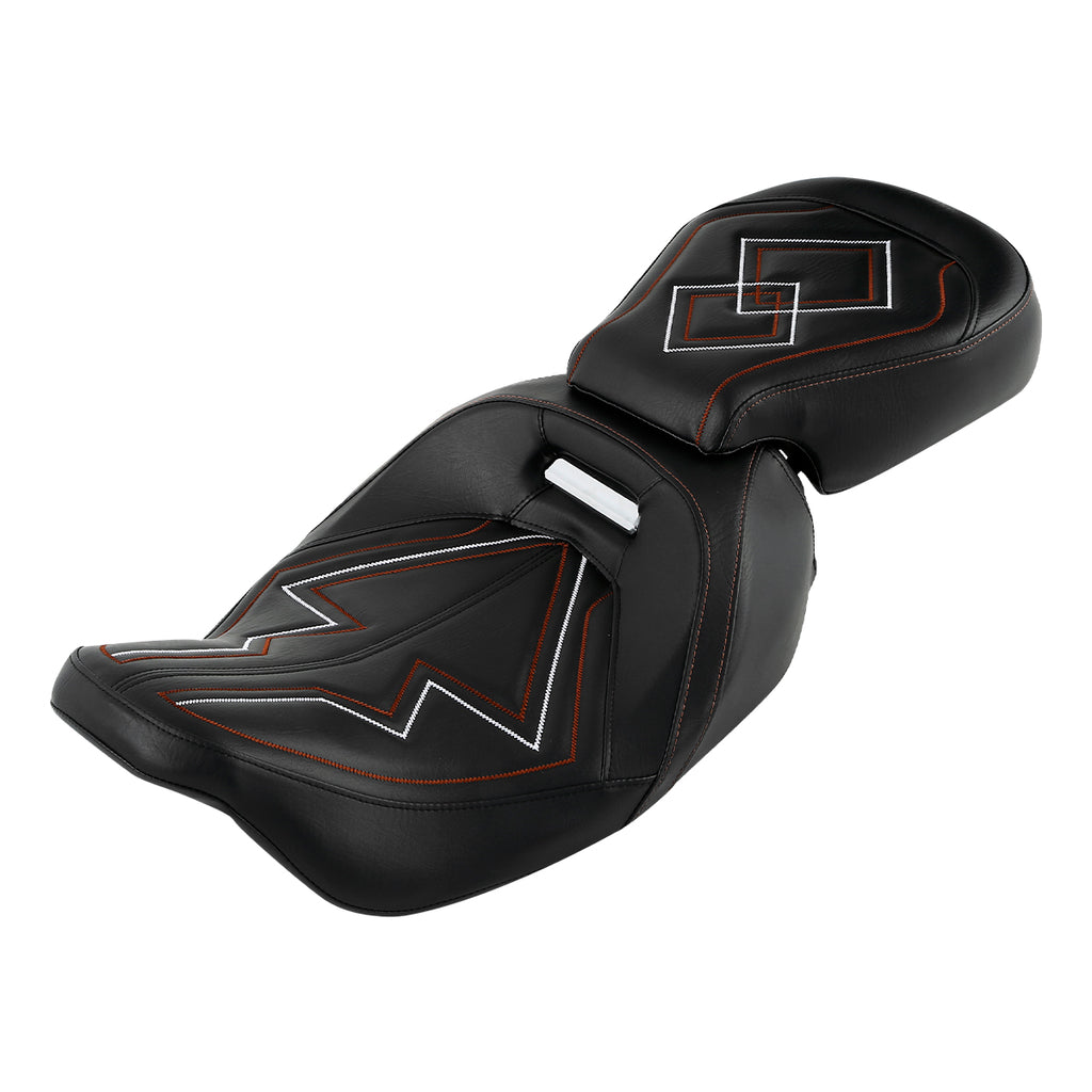 C.C. RIDER Touring Seat Two Piece 2 Up Seat Low Profile Driver Passenger Seat Bullet Celestial For Road Glide Street Glide Road King, 2009-2023