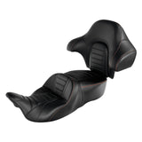 C.C. RIDER Touring Seat 2 Up Seat Driver Passenger Seat With Backrest For Harley CVO Road Glide Electra Glide Street Glide Road King, 2014-2023
