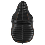 C.C. RIDER One-Piece 2-Up Seat With Backrest Double Roll For FL Touring Electra Street Glide Black Orange, set, 2014-2023