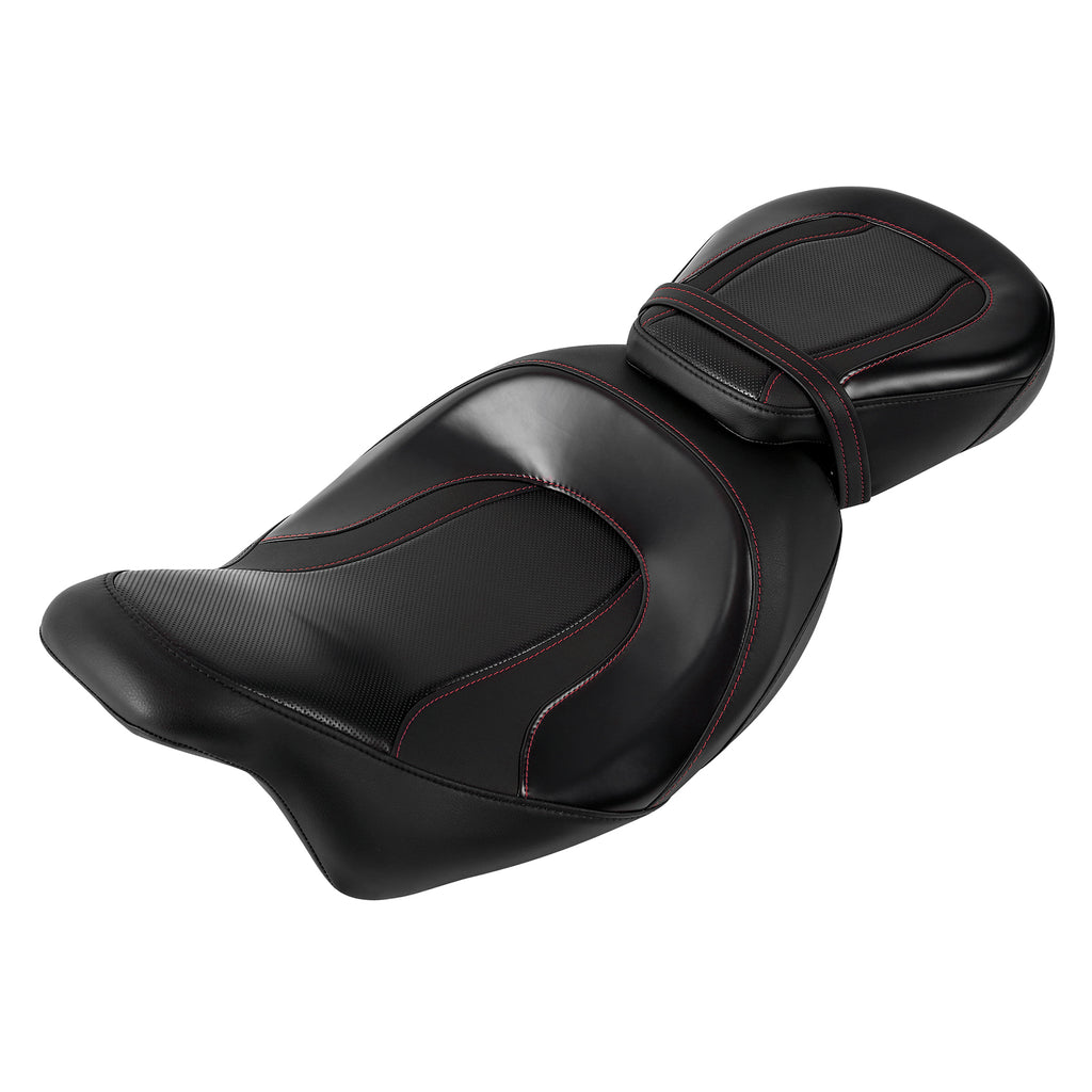 C.C. RIDER  Touring Seat Two Piece 2 Up Seat Low Profile Driver Passenger Seat Classic Comfort For Road Glide Street Glide Road King, 2009-2023