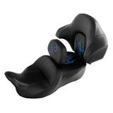 C.C. RIDER Touring Seat Driver Passenger Seat With Backrest For Harley CVO Road Glide Electra Glide Street Glide Road King, Black Blue, 2014-2023