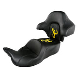 C.C. RIDER Touring Seat Driver Passenger Seat With Backrest For Harley CVO Road Glide Electra Glide Street Glide Road King, Black Yellow, 2014-Later