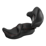 C.C. RIDER Touring Seat Driver Passenger Seat With Backrest For Harley CVO Road Glide Electra Glide Street Glide Road King, Black Red, 2014-2023
