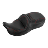 C.C. RIDER Touring Seat Driver Passenger Seat With Backrest For Harley CVO Road Glide Electra Glide Street Glide Road King, Black Red, 2014-2023