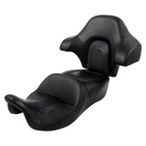 C.C. RIDER Touring Seat Driver Passenger Seat With Backrest For Harley CVO Road Glide Electra Glide Street Glide Road King, Black Blue, 2014-2023