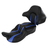 C.C. RIDER Touring Seat Driver Passenger Seat With Backrest For Harley CVO Road Glide Electra Glide Street Glide Road King, Blue, 2014-2023