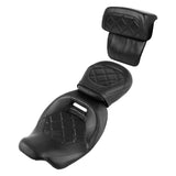C.C. RIDER Touring Seat Two Piece Low Profile Driver Passenger Seat With Backrest For Road Glide Street Glide Road King, Black, 2009-2023