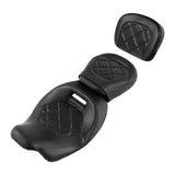 C.C. RIDER Touring Seat Two Piece Low Profile Driver Passenger Seat With Backrest For Road Glide Street Glide Road King, Black, 2009-2023
