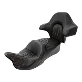 C.C. RIDER Touring Seat Driver Passenger Seat With Backrest For Harley CVO Road Glide Electra Glide Street Glide Road King, Black Orange, 2014-2023