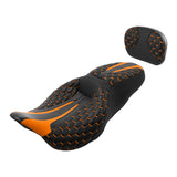 C.C. RIDER Touring Seat Driver Passenger Seat With Backrest For Harley Touring Street Glide Road Glide Electra Glide, Black Orange, 2008-2023