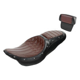 C.C. RIDER Touring Seat 2 up Seat Driver Passenger Seat With Backrest For Harley Touring Street Glide Road Glide Electra Glide, Coffee, 2008-2023