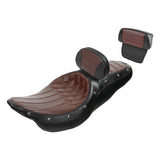 C.C. RIDER Touring Seat 2 up Seat Driver Passenger Seat With Backrest For Harley Touring Street Glide Road Glide Electra Glide, Coffee, 2008-2023