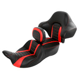C.C. RIDER Touring Seat Driver Passenger Seat With Backrest For Harley CVO Road Glide Electra Glide Street Glide Road King, Red, 2014-2023
