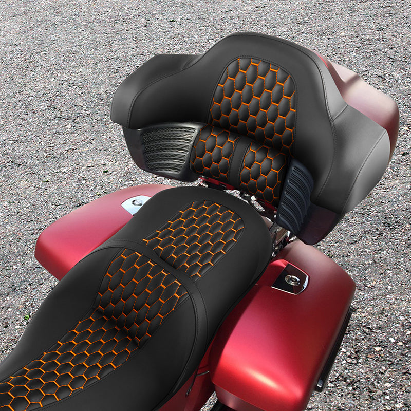 C.C.RIDER Indian Chieftain 2 Up Seat Touring Motorcycle Seat With Passenger Backrest Pad, 2014-2023