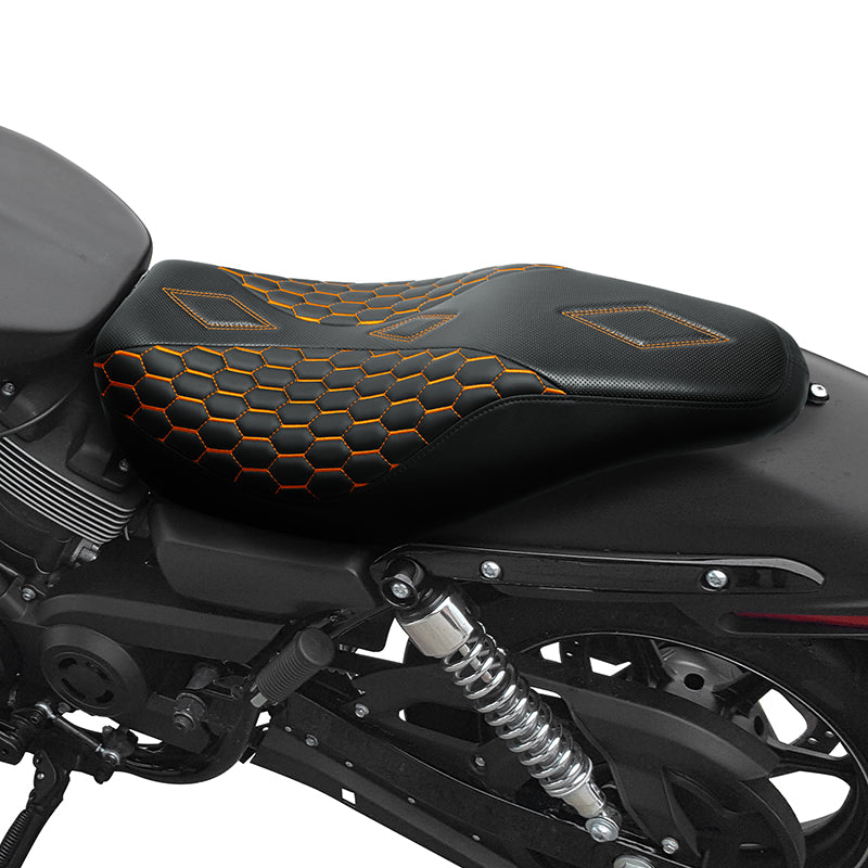 C.C. RIDER Street Seat 2 Up Seat Orange Pattern Motorcycle Seat For Street 500 750 XG500 XG750, 2015-2023