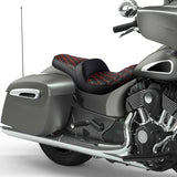 C.C. RIDER Indian Seat One Piece 2 Up Seat Red Lattice Stitching For Indian Chieftain Models, 2014-2025