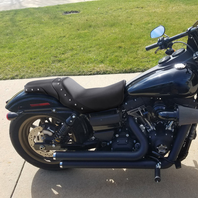 C.C. RIDER Dyna Step Up Seat 2 up Seat For Dyna Low Rider Fat Bob FXD/FXDWG Studs Design, 2006-2017