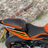 C.C. RIDER Ninja 400 Z400 Front And Rear Seat Fit For Kawasaki Ninja400 Black Orange Carbon Fiber, 2018-2024