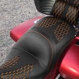 C.C.RIDER Indian Chieftain 2 Up Seat Touring Motorcycle Seat Orange Diamond Stitching, 2014-2024