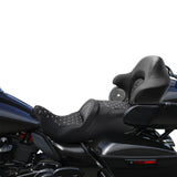 C.C. RIDER Touring Seat Driver Passenger Seat With Backrest For Harley CVO Road Glide Electra Glide Street Glide Road King, Black White, 2014-2024