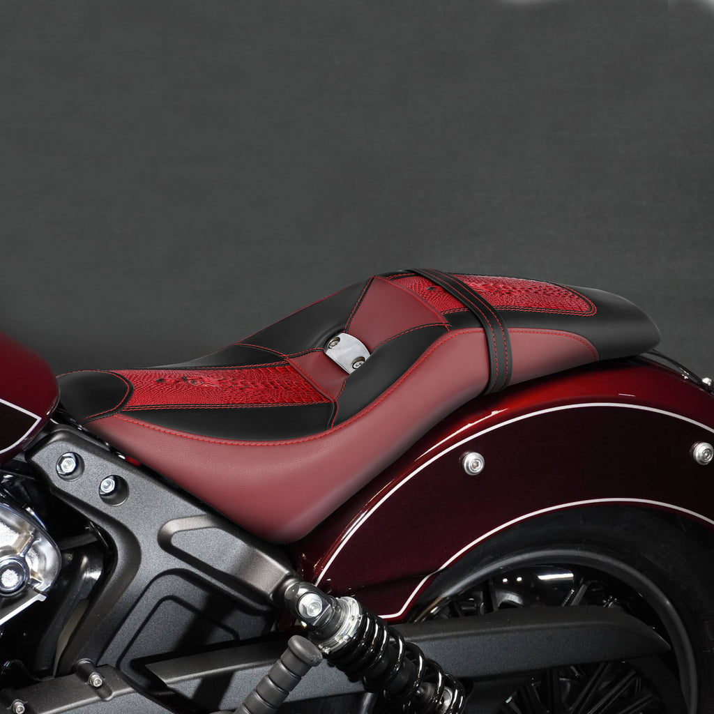 C.C. RIDER Indian Scout 2 Up Seat Driver Passenger Seat Contrast Color Alligator Pattern For Indian Scout Sixty 100th Aniversary, 2015-2023
