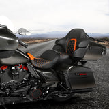 C.C. RIDER Touring Seat Driver Passenger Seat With Backrest For Harley CVO Road Glide Electra Glide Street Glide Road King, Black Orange, 2014-2023
