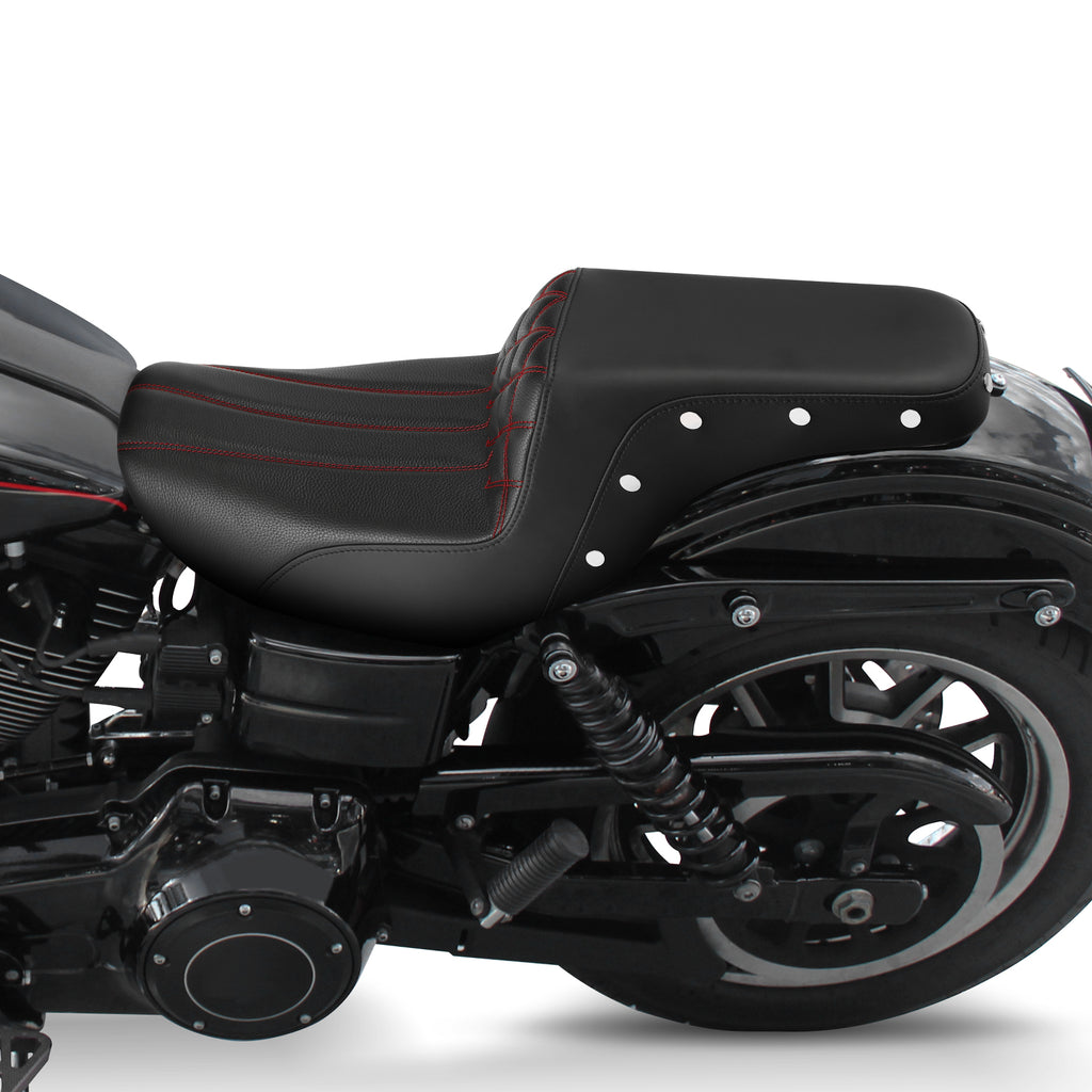 C.C. RIDER Dyna Step Up Seat 2 up Seat For Fat Bob FXD/FXDWG Lattice Stitching Studs Design, 2006-2017