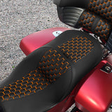 C.C.RIDER Indian Chieftain 2 Up Seat Touring Motorcycle Seat Orange Diamond Stitching 2014-2024