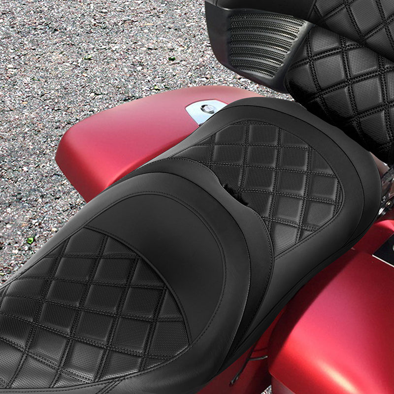 C.C.RIDER Indian Chieftain 2 Up Seat Reach Touring Motorcycle Seat Diamond Stitching, 2014-2023