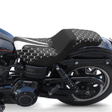 C.C. RIDER Dyna Step Up Seat 2 up Seat Honeycomb Stitching For Dyna Low Rider Fat Bob FXD/FXDWG, 2006-2017