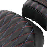 C.C. RIDER Softail Seat Driver And Passenger Seat 2 Up Seat Motorcycle Seats Cover For Street Bob Softail Standard FXBB FXST Black Orange 2018-2024
