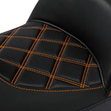 C.C. RIDER Indian Seat One Piece 2 Up Seat Orange Lattice Stitching For Indian Chieftain Models, 2014-2024