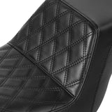 C.C. RIDER Dyna Step Up Seat 2 up Seat Black Lattice Stitching For Low Rider Fat Bob FXD/FXDWG, 2006-2017