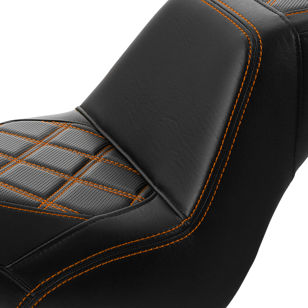 C.C. RIDER Softail Step Up Seat 2 Up Seat Diamond Stitching For Softail Street Bob FXBB Standard FXST Models 2018-2023