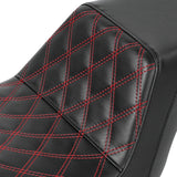 C.C. RIDER Dyna Step Up Seat 2 up Seat Lattice Stitching For Dyna Low Rider Fat Bob FXD/FXDWG, 2006-2017