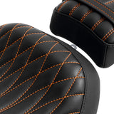 C.C. RIDER Softail Seat Driver And Passenger Seat 2 Up Seat Motorcycle Seats Cover For Street Bob Softail Standard FXBB FXST Black Orange 2018-2024