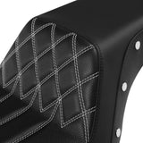 C.C. RIDER Dyna Step Up Seat 2 up Seat For Fat Bob FXD/FXDWG Lattice Stitching Studs Design, 2006-2017