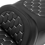 C.C. RIDER Touring Seat Driver Passenger Seat With Backrest For Harley CVO Road Glide Electra Glide Street Glide Road King, Black White, 2014-2023