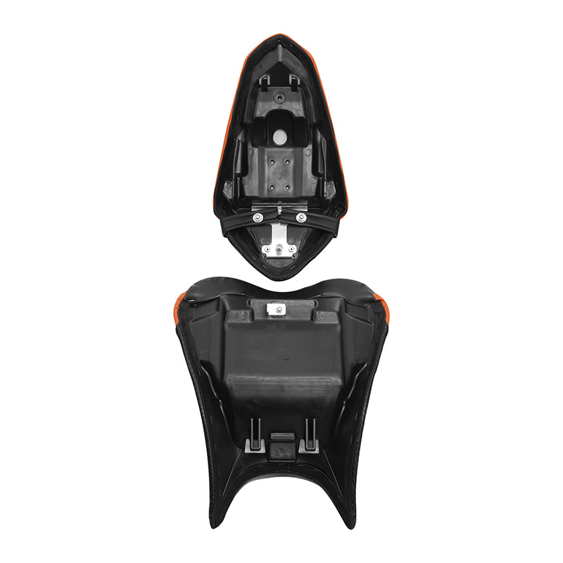 C.C. RIDER Ninja 400 Z400 Front And Rear Seat Fit For Kawasaki Ninja400 Black Orange Carbon Fiber, 2018-2023