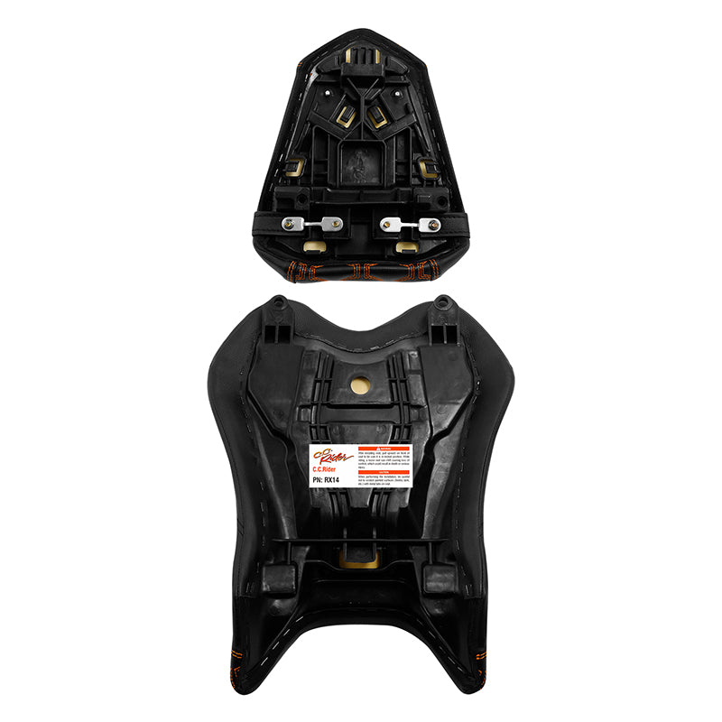 C.C. RIDER YZF R1 Front And Rear Seat For YAMAHA YZFR1 Black Orange Circle Pattern, 2007-2008