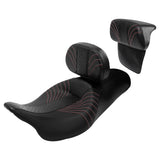C.C. RIDER Touring Seat 2 up Seat Driver Passenger Seat Widow For Harley Touring Street Glide Road Glide Electra Glide, Black Red, 2008-2023