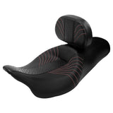 C.C. RIDER Touring Seat 2 up Seat Driver Passenger Seat Widow For Harley Touring Street Glide Road Glide Electra Glide, Black Red, 2008-2023