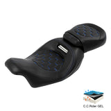 Gel Seat C.C. RIDER Two-Piece 2-Up Seat Bullet For Harley Touring CVO Electra Street Glide 2009-2023