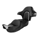 C.C. RIDER Touring Seat Driver Passenger Seat With Backrest For Harley CVO Road Glide Electra Glide Street Glide Road King, Black Red, 2014-2023