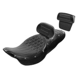 C.C. RIDER Touring Seat Driver Passenger Seat With Backrest For Harley Touring Street Glide Road Glide Electra Glide, Black White, 2008-2024
